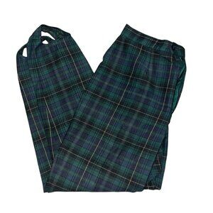 Vintage Kikomo Green & Blue Plaid Stirrup Pants Sz 13 Womens Cotton Blend Classi